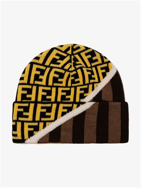 fendi ff stripe wool beanie|fendi hats for sale.